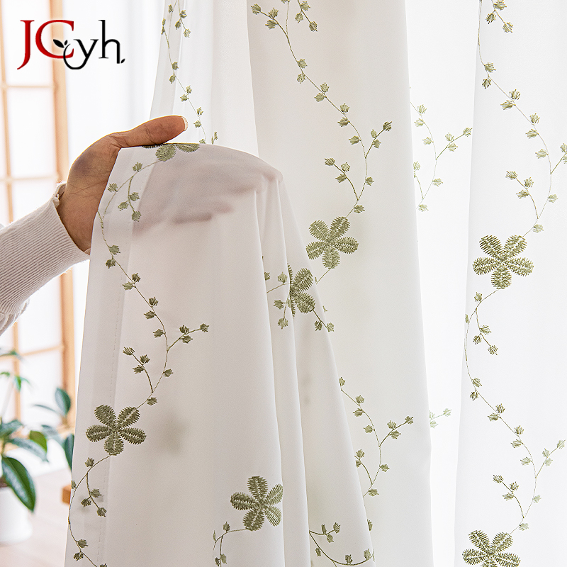 Baby Nursery Curtains - Pastoral Style Embroidery Sheer Curtains for