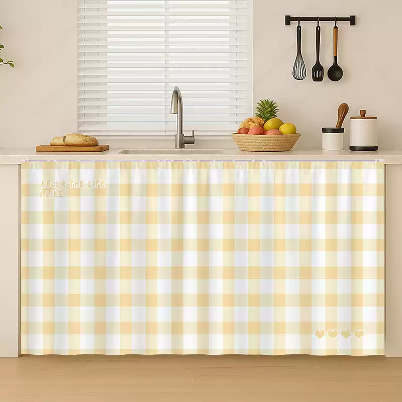 Baby Nursery Curtains - VIKAMA Cream Plaid Velcro Cover Curtain,