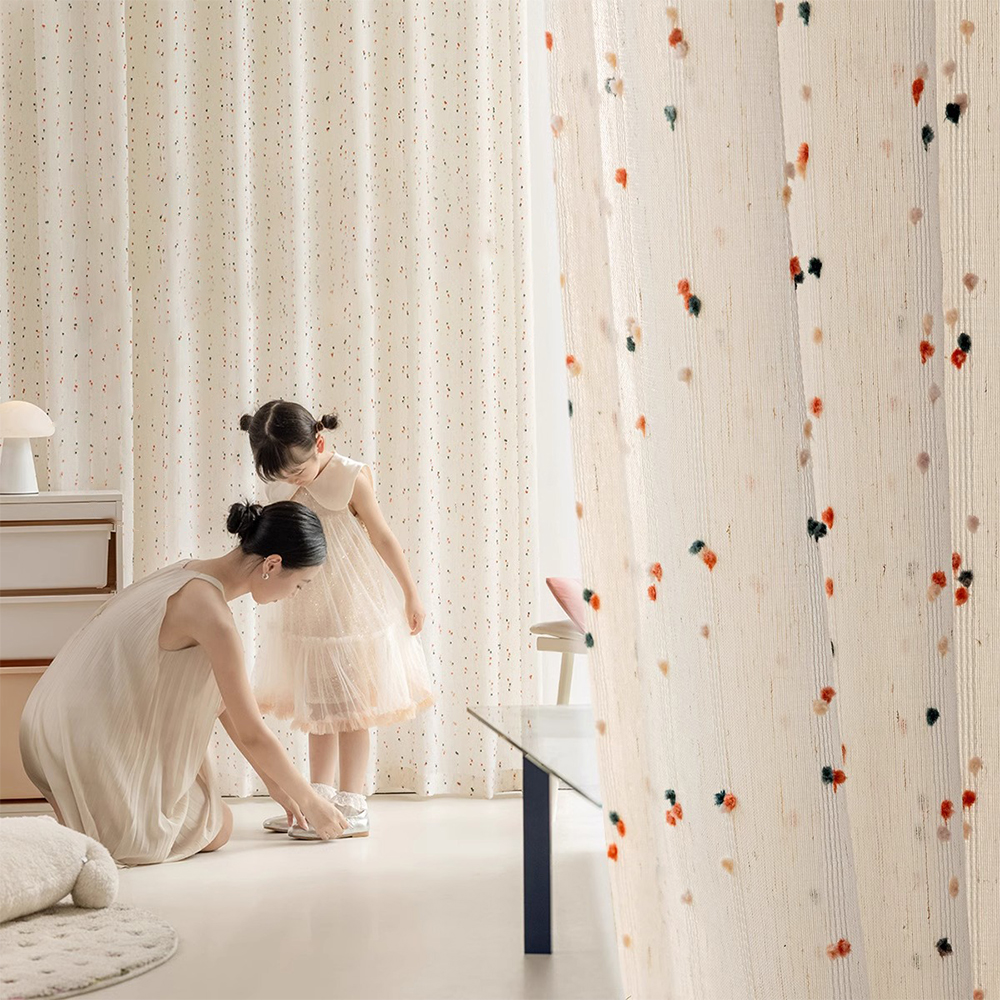 Baby Nursery Curtains - Rainbow Candy Dopa Style Linen Sheer