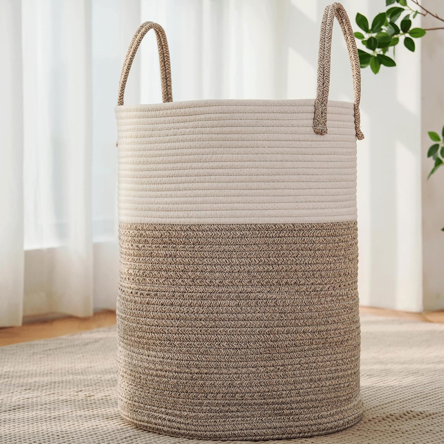 Baby Nursery Basket - Large 60L Cotton Rope Woven Laundry