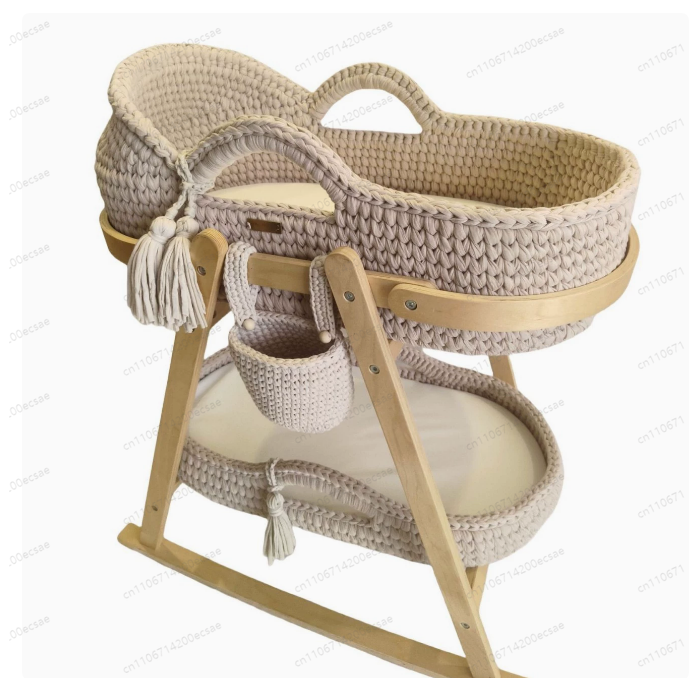 Baby Nursery Basket - 2025 Baby Cradle Handwoven Beige Crochet