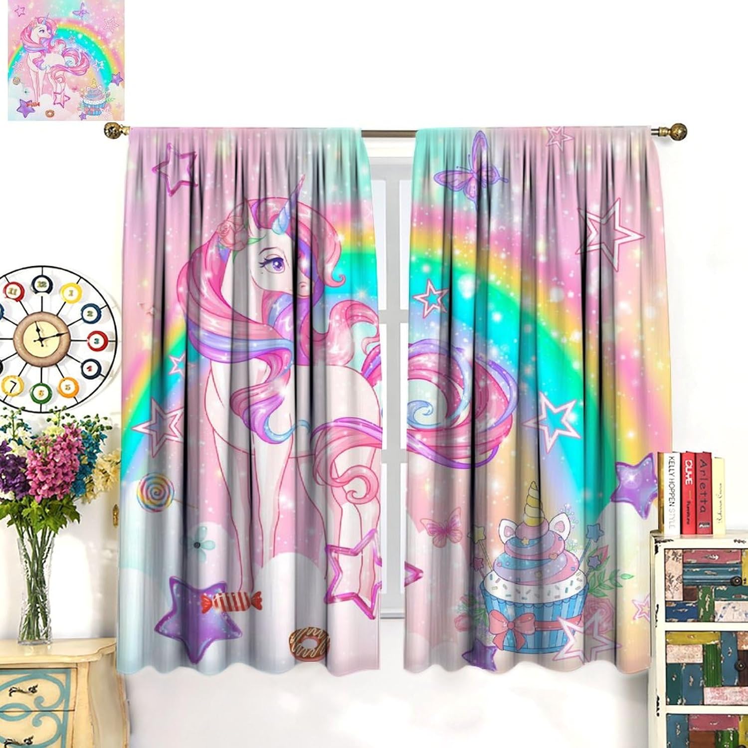 Unicorn Girls Curtains, Dream  - Baby Nursery Youtube recension och pris