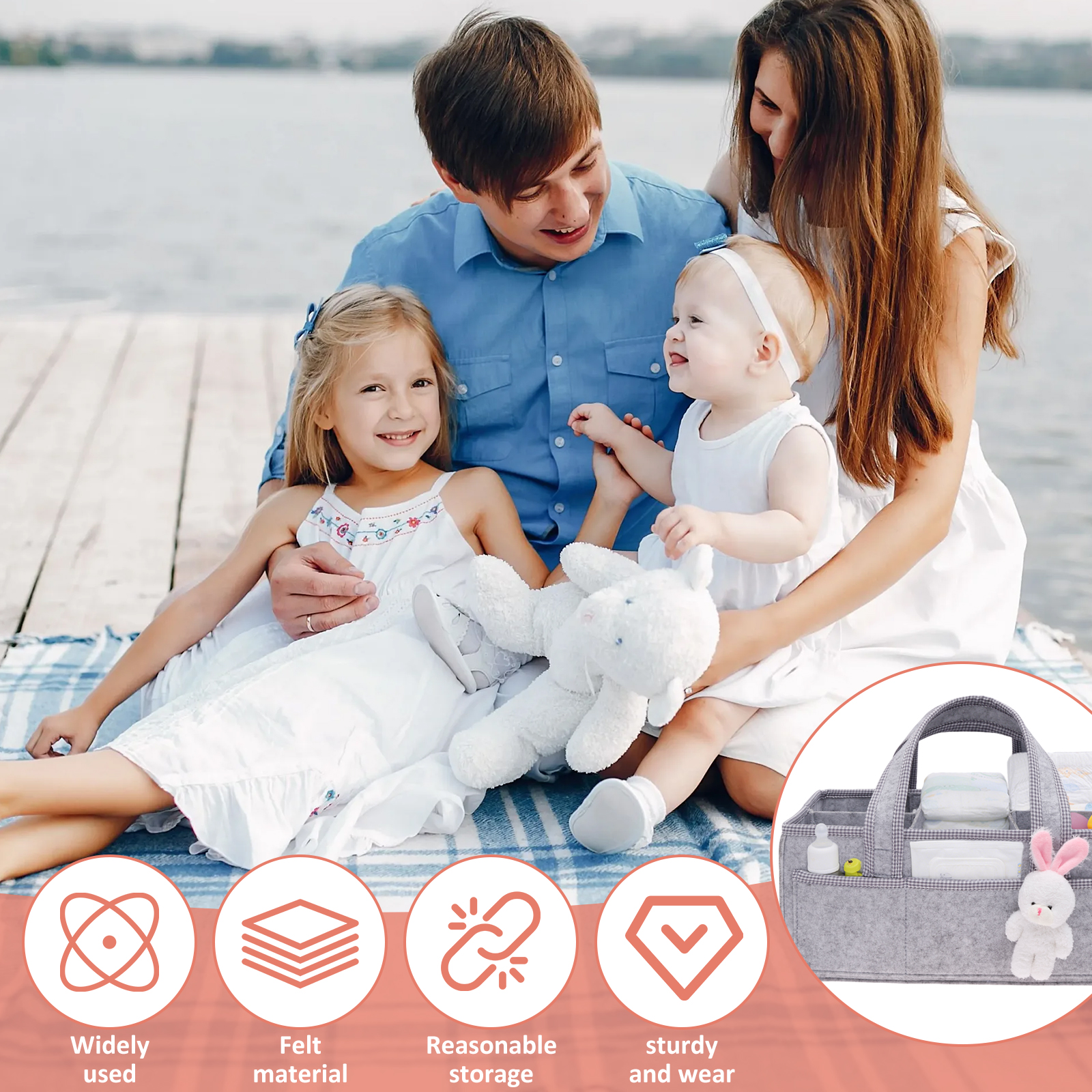 Baby Diaper Caddy Felt Baby Di - Baby Nursery Basket recension och pris