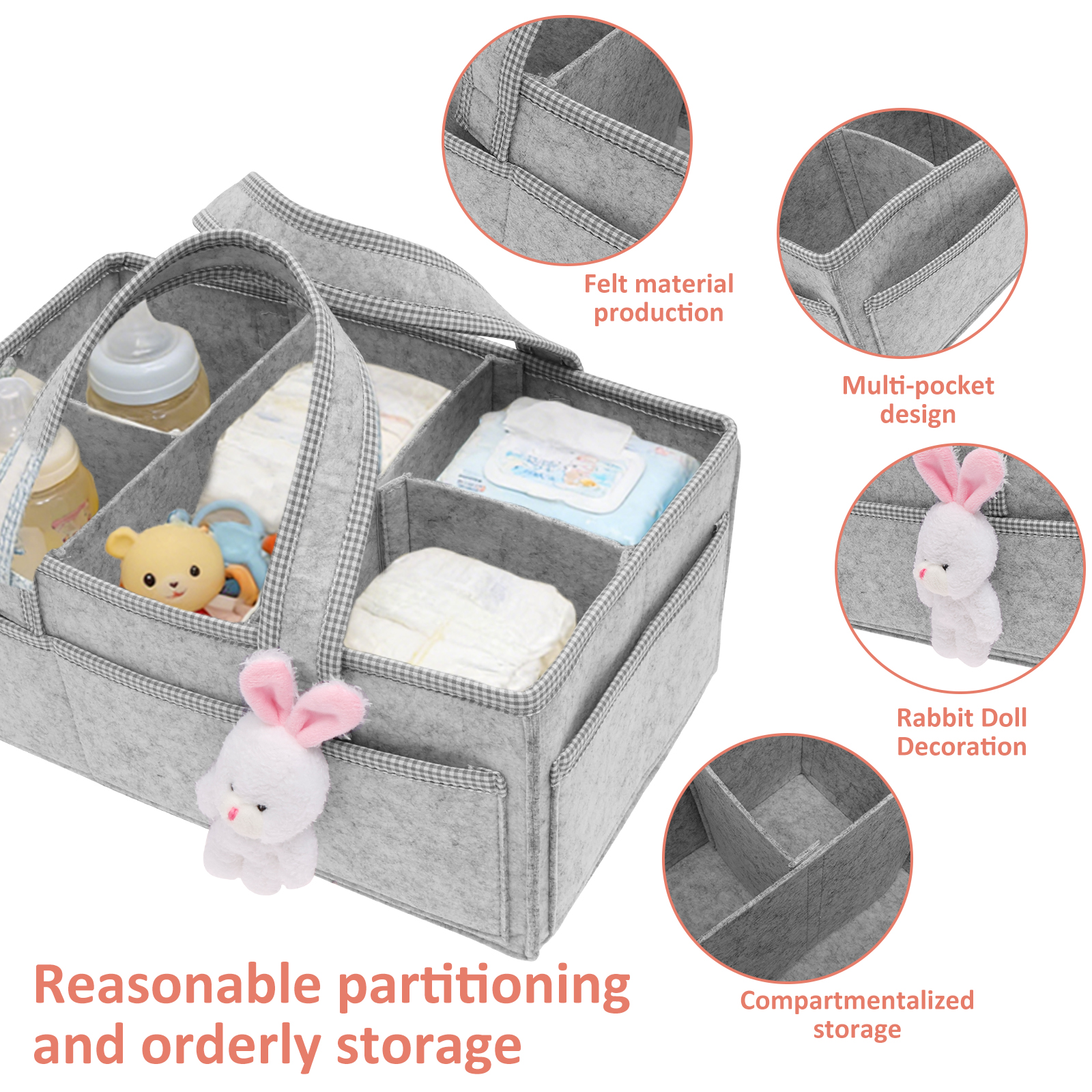 Baby Diaper Caddy Felt Baby Di - Baby Nursery Basket recension och pris