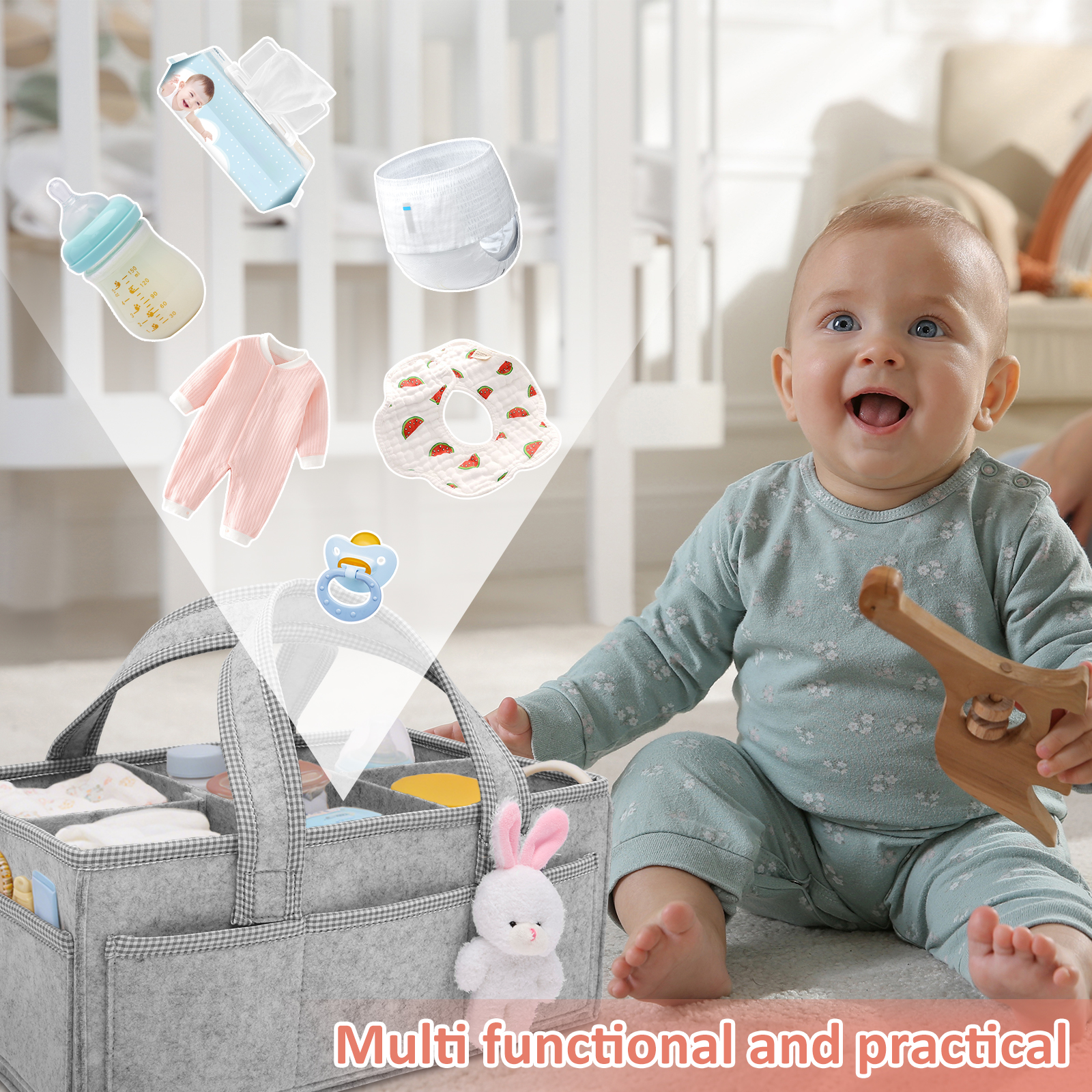 Baby Diaper Caddy Felt Baby Di - Baby Nursery Basket recension och pris
