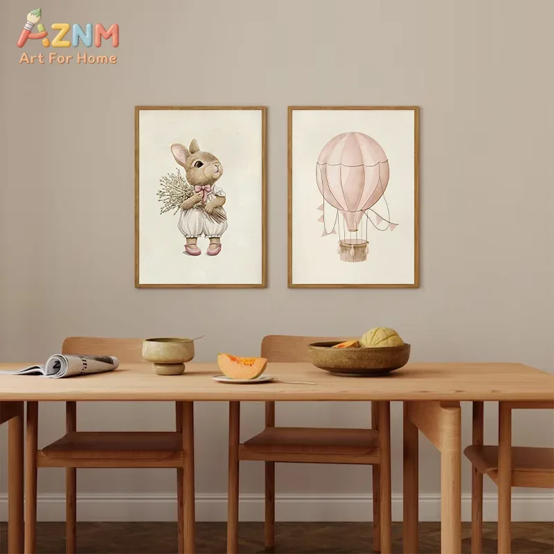 AZNM Boho Bunny Hot Air Balloo - Baby Nursery Vintage recension och pris