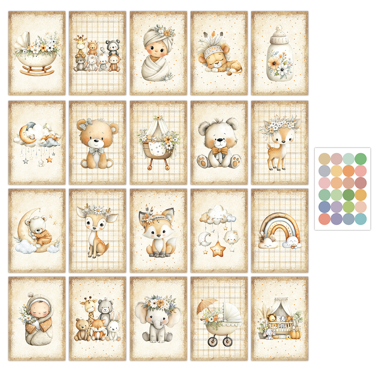 20pcs Vintage Animal-Themed Wa - Baby Nursery Vintage recension och pris
