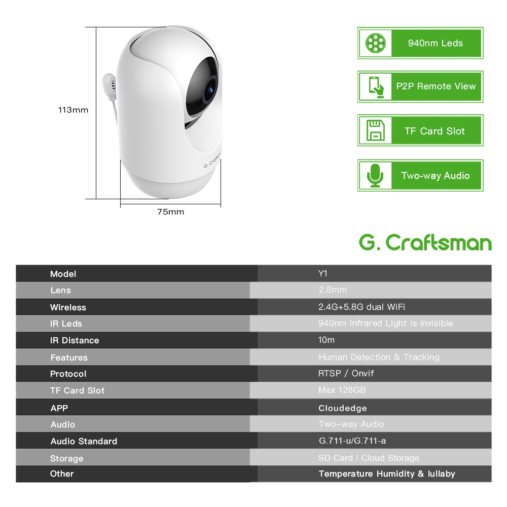 C G,Craftsman Y1 Baby Monitor, - Wearable Baby Monitor recension och pris