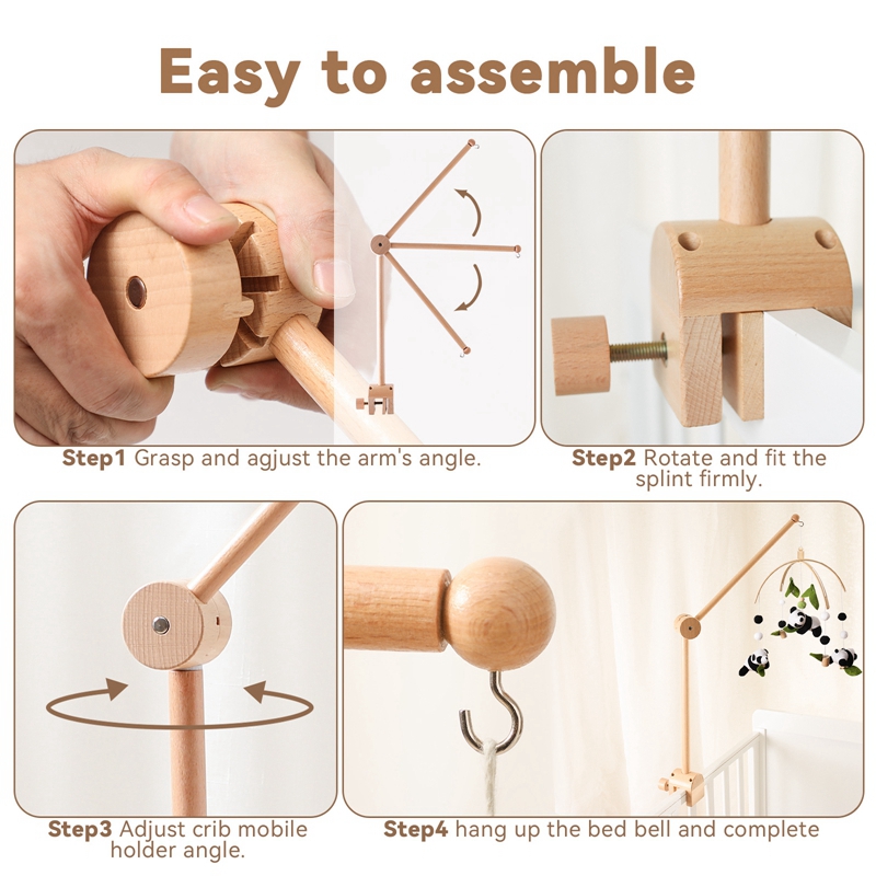 Baby Wooden Bed Bell Bracket M - Crib Mobile Musical recension och pris