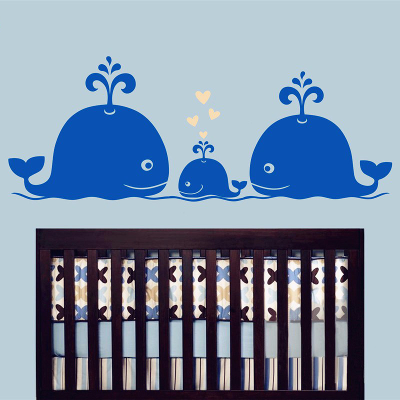 New Cute Whale Hearts Family W - Baby Nursery Vintage recension och pris