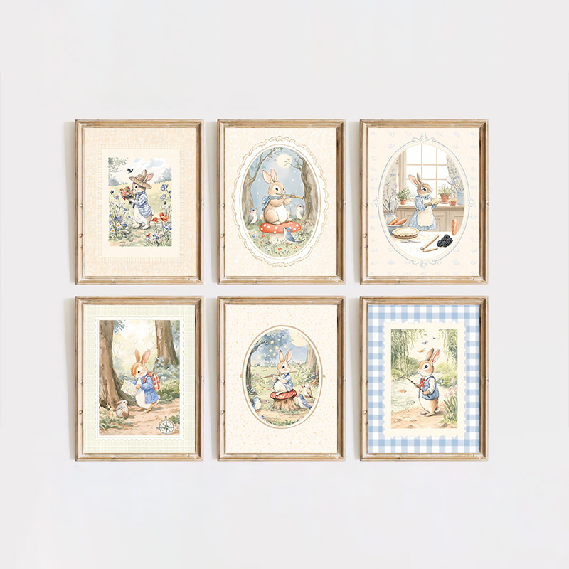 Vintage Boho Blue Plaid Rabbit - Baby Nursery Vintage recension och pris