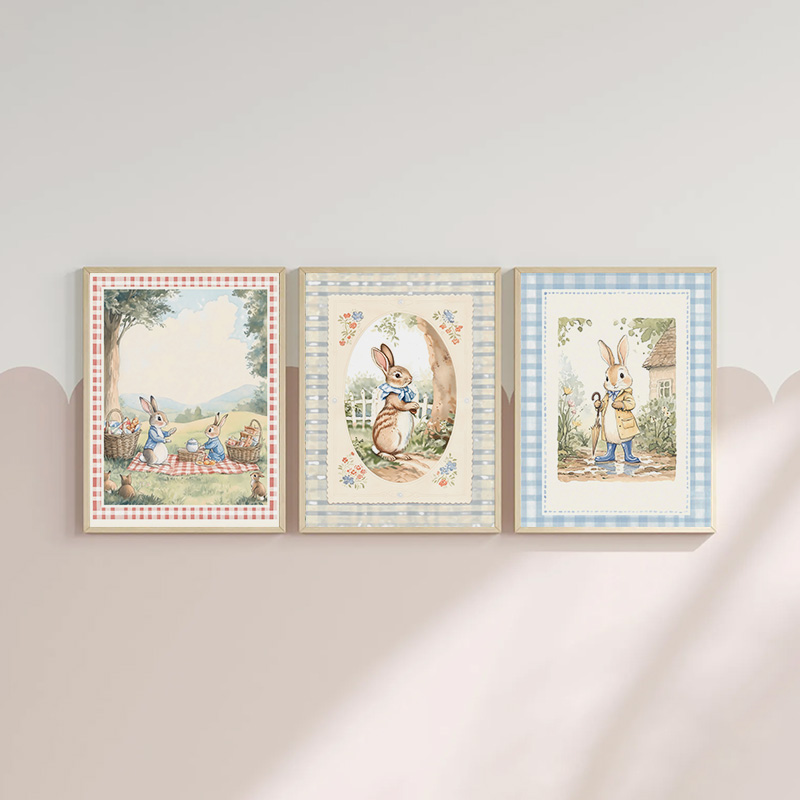 Vintage Boho Blue Plaid Rabbit - Baby Nursery Vintage recension och pris