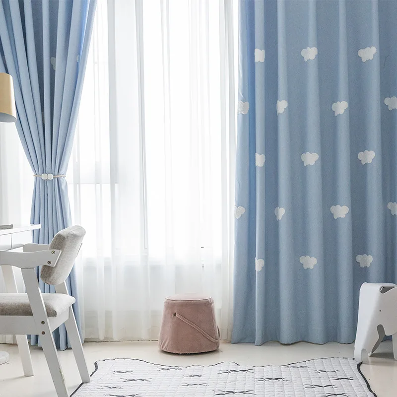 1PC Cartoon 3D Cloud Blue Blac - Baby Nursery Curtains recension och pris