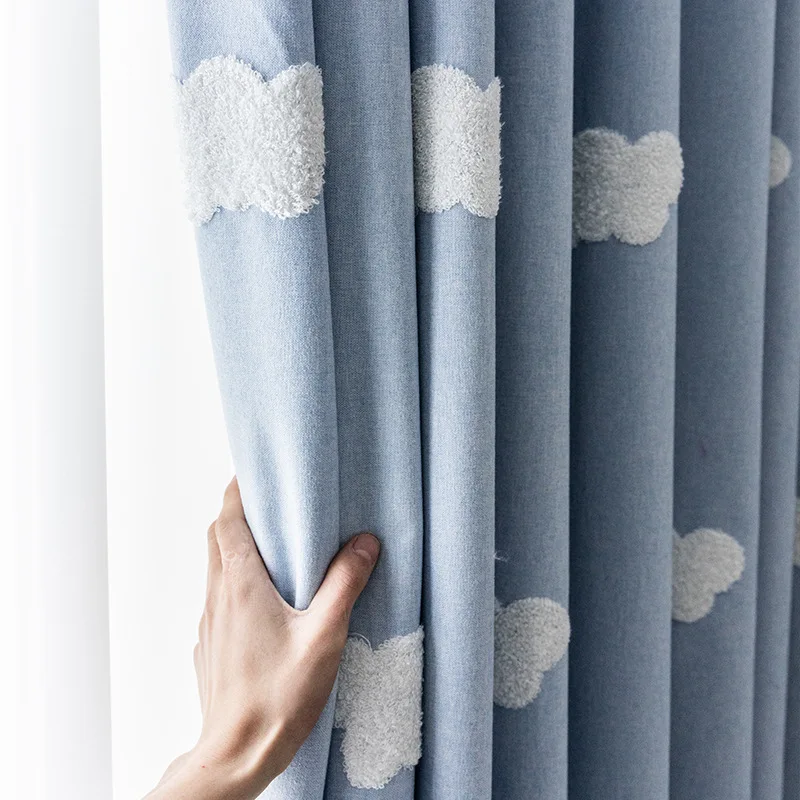1PC Cartoon 3D Cloud Blue Blac - Baby Nursery Curtains recension och pris