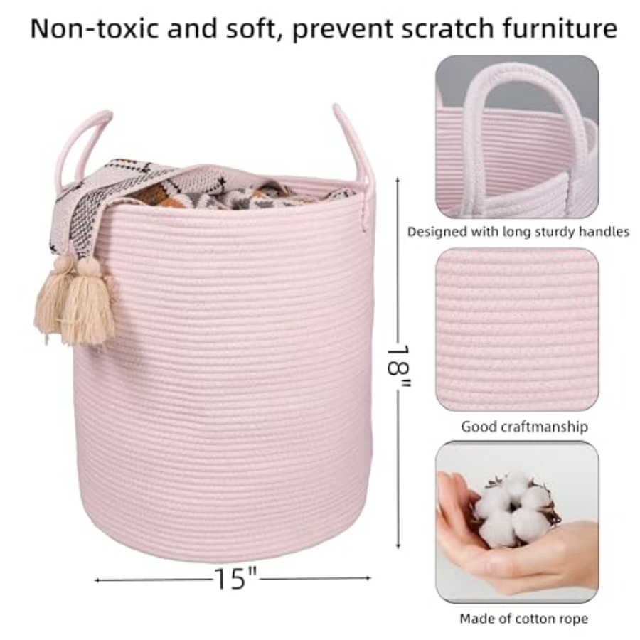 Cotton Rope Laundry Basket Ham - Baby Nursery Laundry Hamper recension och pris