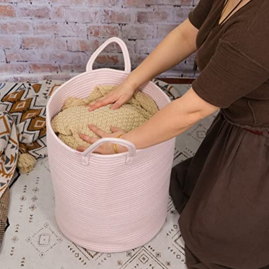 Cotton Rope Laundry Basket Ham - Baby Nursery Laundry Hamper recension och pris