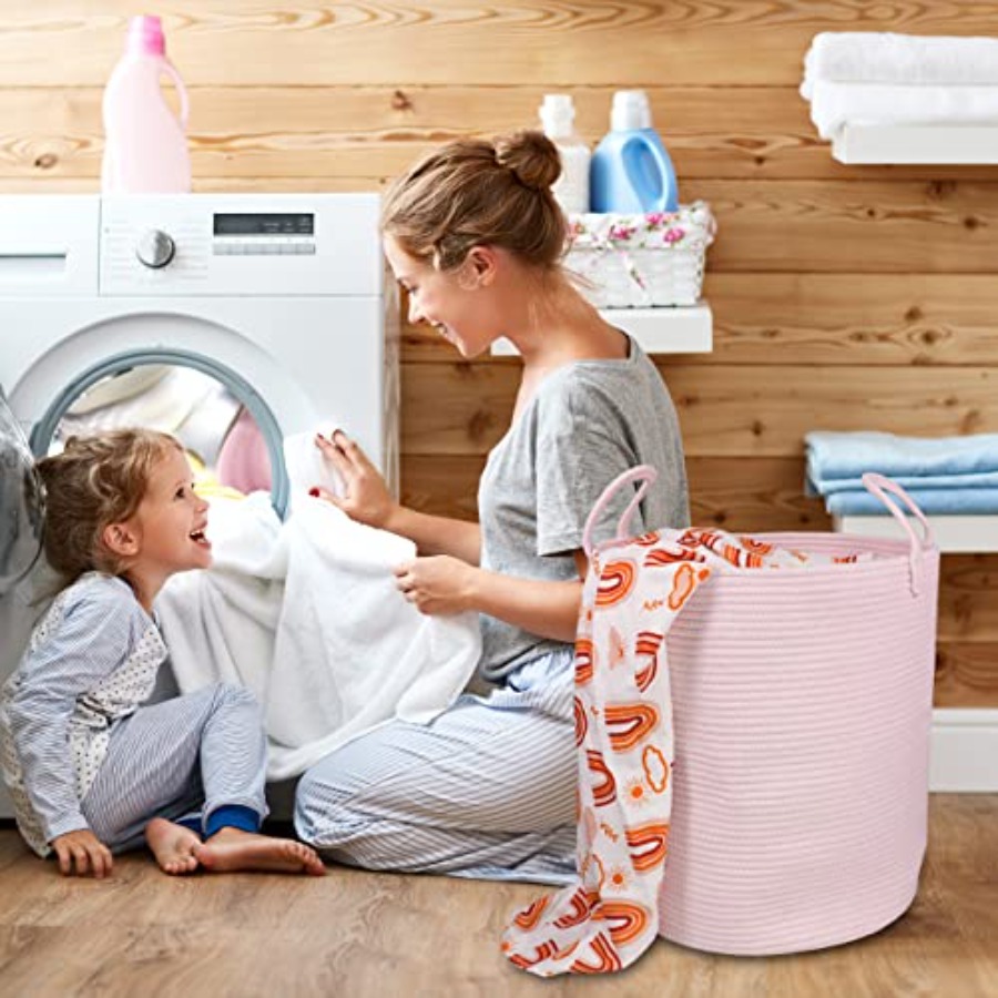 Cotton Rope Laundry Basket Ham - Baby Nursery Laundry Hamper recension och pris