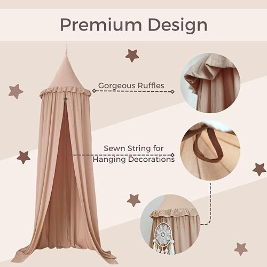Bed Canopy with Ruffles, Paste - Baby Nursery Curtains recension och pris