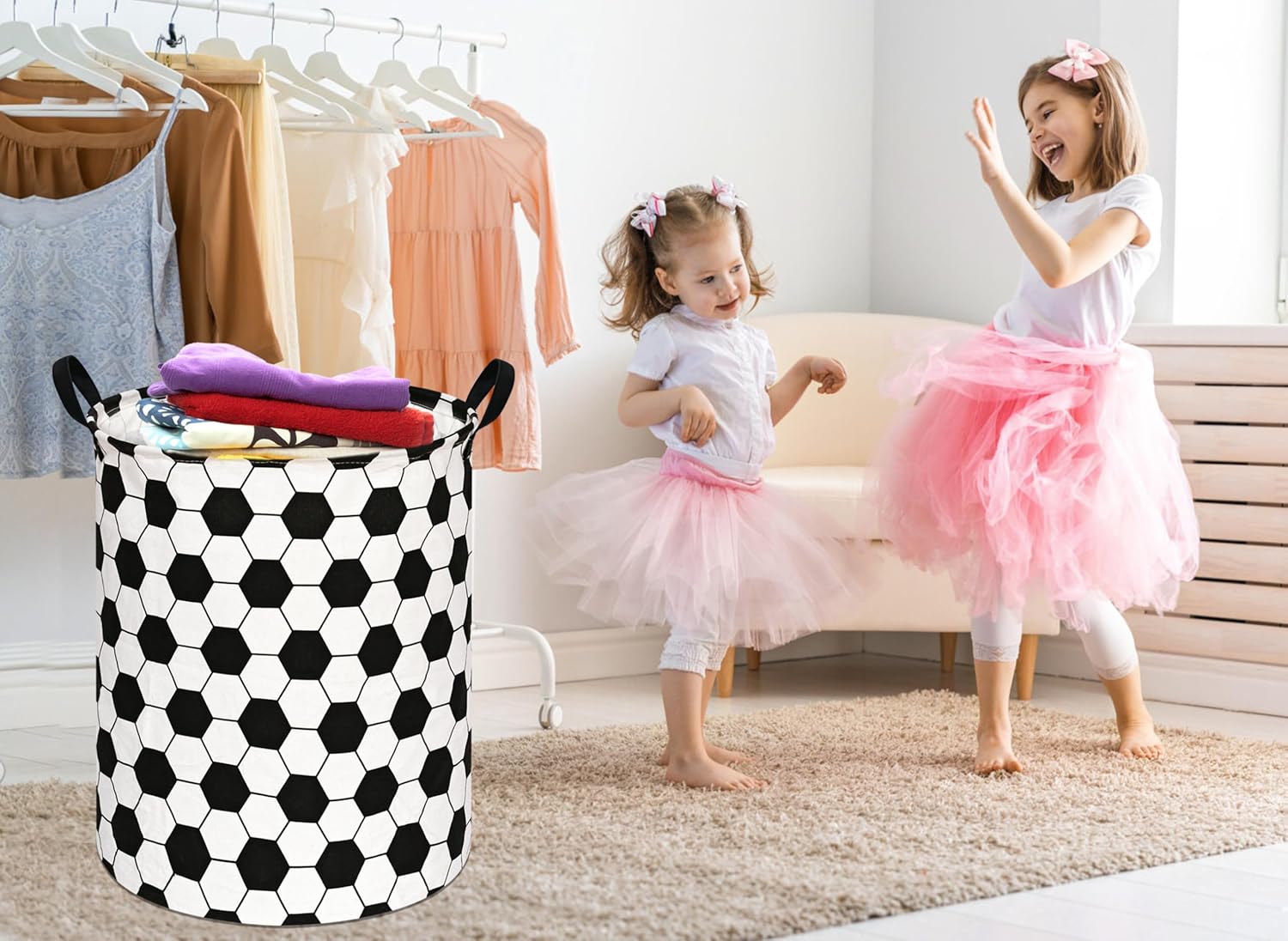 Round Kids Laundry Gift Basket - Baby Nursery Laundry Hamper recension och pris