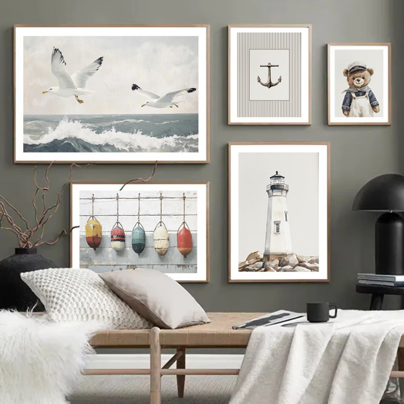Neutral Nautical Nursery Art V - Baby Nursery Vintage recension och pris