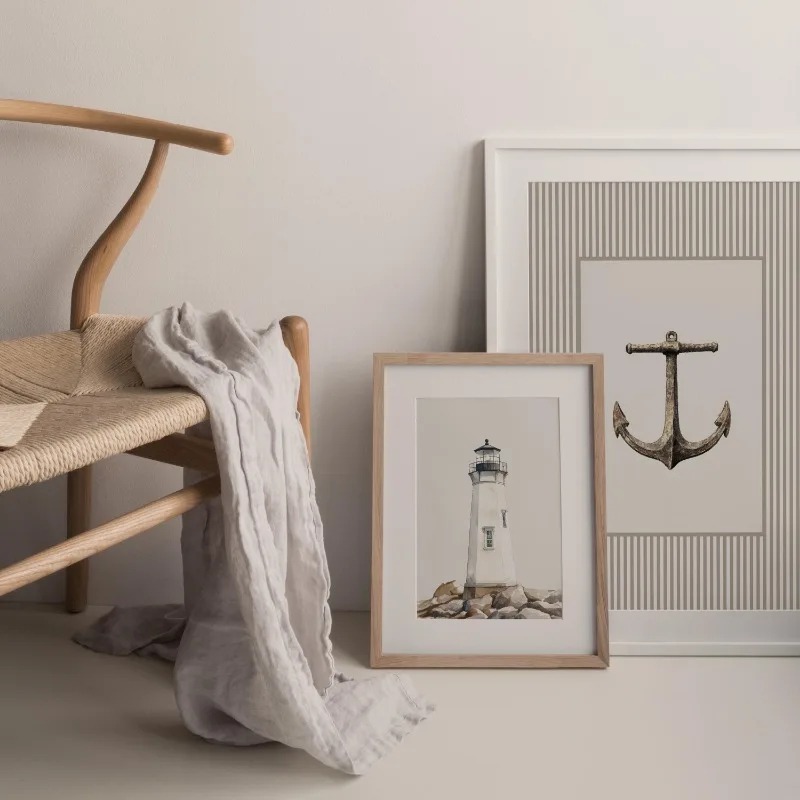 Neutral Nautical Nursery Art V - Baby Nursery Vintage recension och pris