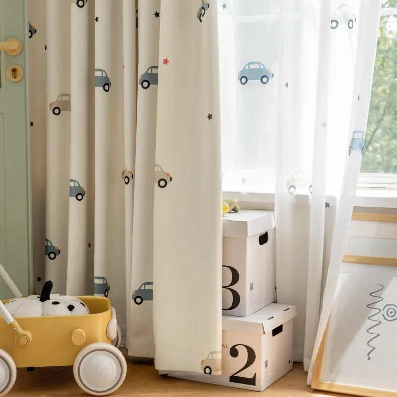 Cartoon Cute Print Car Pattern - Baby Nursery Curtains recension och pris