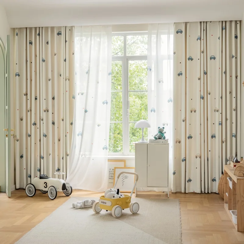Cartoon Cute Print Car Pattern - Baby Nursery Curtains recension och pris