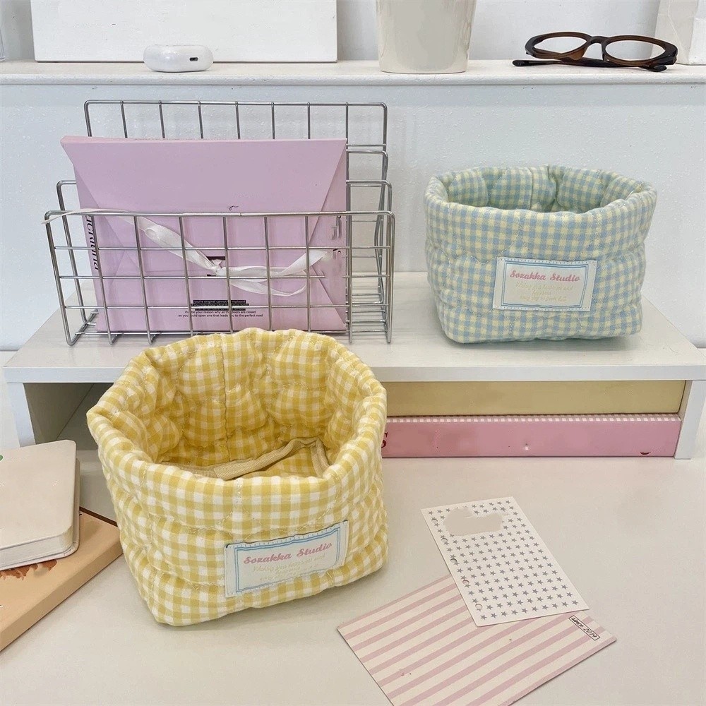 Plaid Stripe Grid Fabric Stora - Baby Nursery Basket recension och pris