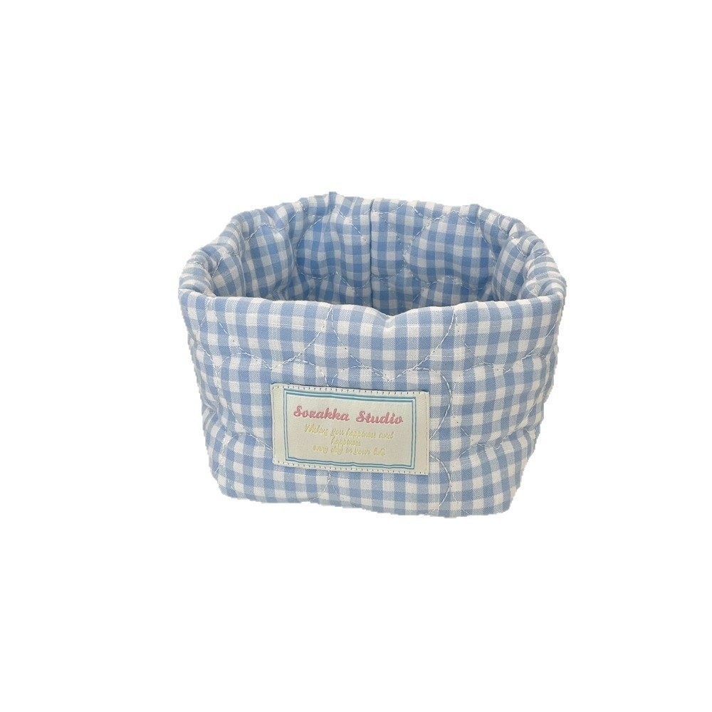 Plaid Stripe Grid Fabric Stora - Baby Nursery Basket recension och pris
