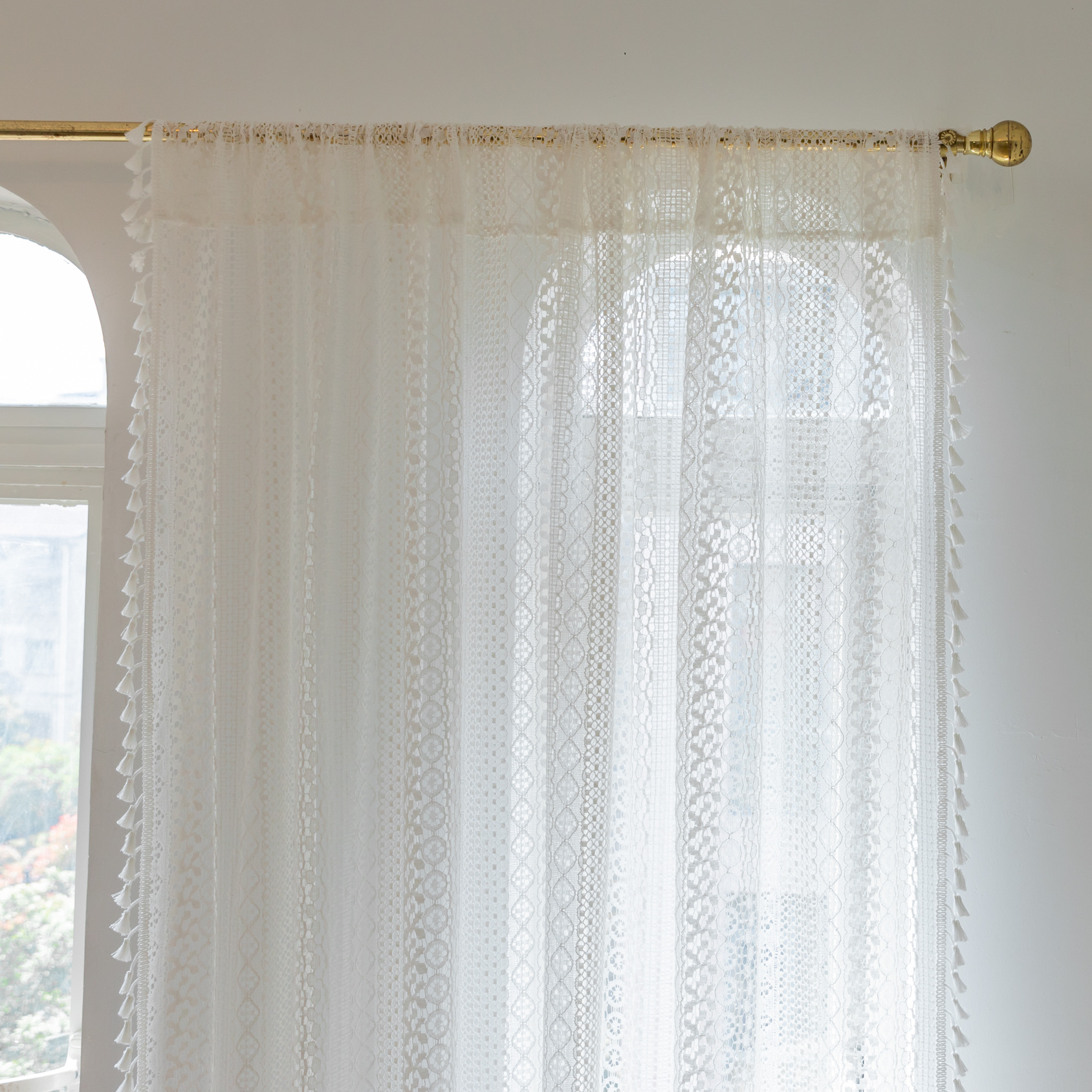 White Tulle Lace Tassels Curta - Baby Nursery Curtains recension och pris