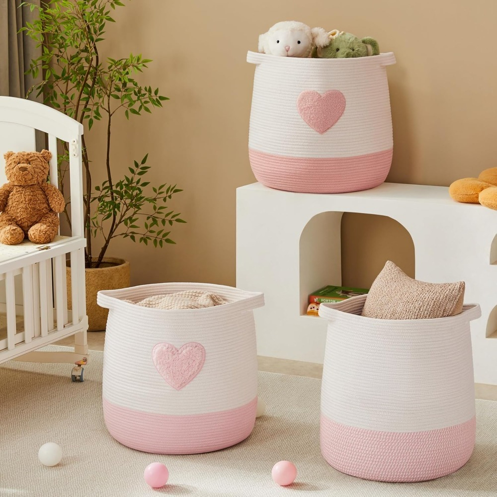 Pink Laundry Basket Hamper for - Baby Nursery Basket recension och pris