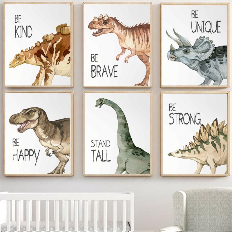 Watercolor Dinosaur Poster Nur - Baby Nursery Items recension och pris