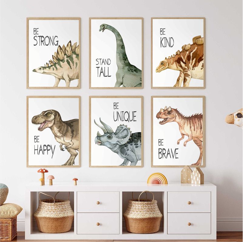 Watercolor Dinosaur Poster Nur - Baby Nursery Items recension och pris