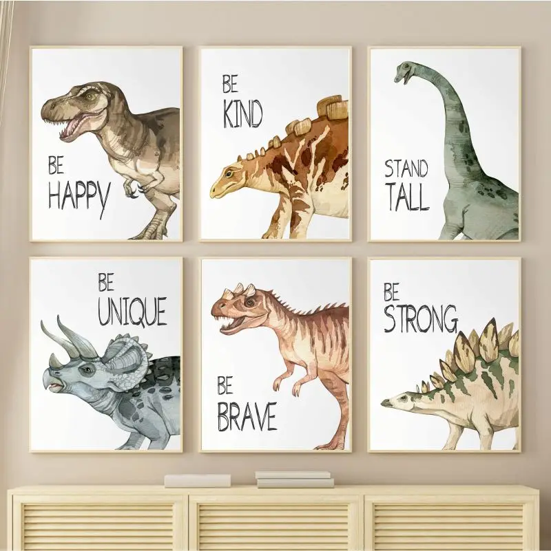 Watercolor Dinosaur Poster Nur - Baby Nursery Items recension och pris