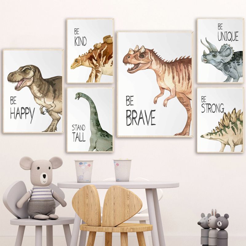 Watercolor Dinosaur Poster Nur - Baby Nursery Items recension och pris