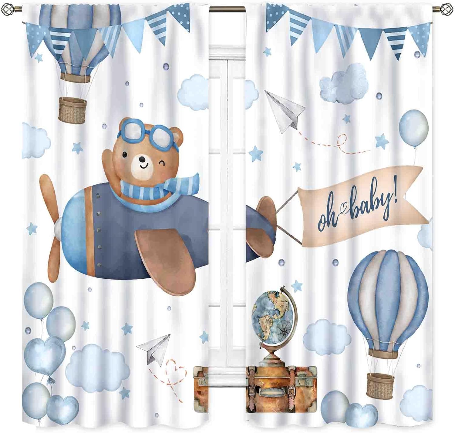 Cute Bear Airplane Curtains Ho - Baby Nursery Youtube recension och pris