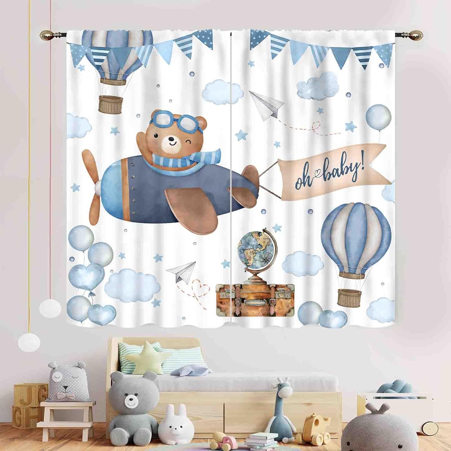 Cute Bear Airplane Curtains Ho - Baby Nursery Youtube recension och pris