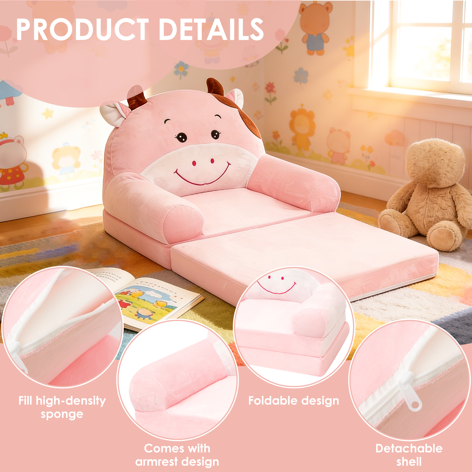 Foldable Kids Sofa Cartoon Bab - Baby Nursery Chair recension och pris