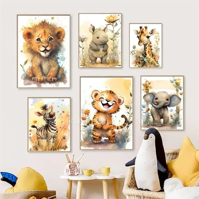 Watercolor Lion Giraffe Tiger  - Baby Nursery Items recension och pris