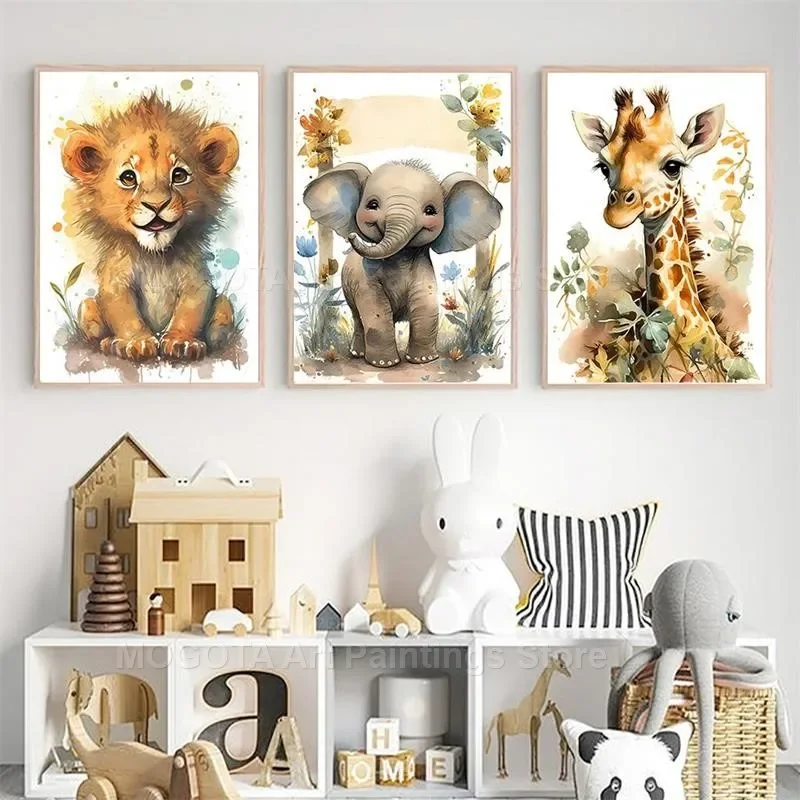 Watercolor Lion Giraffe Tiger  - Baby Nursery Items recension och pris