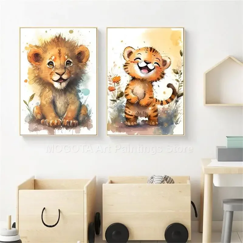 Watercolor Lion Giraffe Tiger  - Baby Nursery Items recension och pris